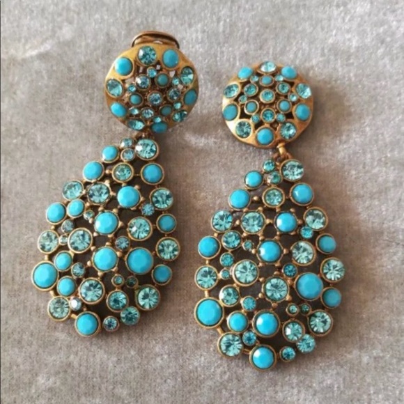 Oscar de la Renta Jewelry - Authentic Oscar De La Renta Blue Crystal Earrings